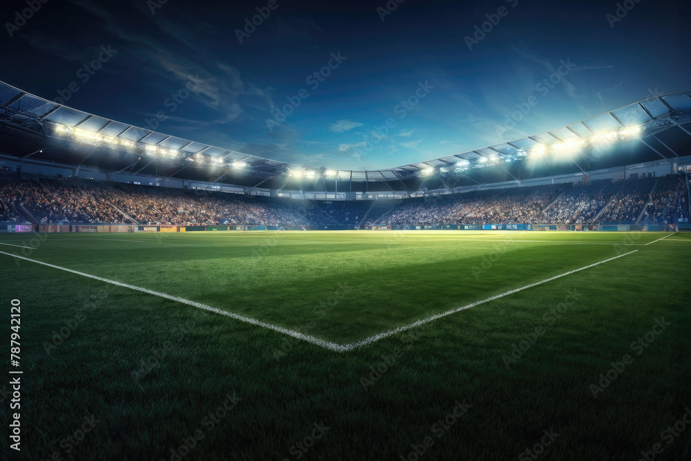 Fototapeta premium Empty football or soccer sport arena with grass field