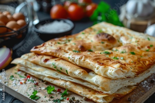 Turkish and Balkan traditional food including borek pide and pita