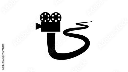 Online cinema, black isolated silhouette