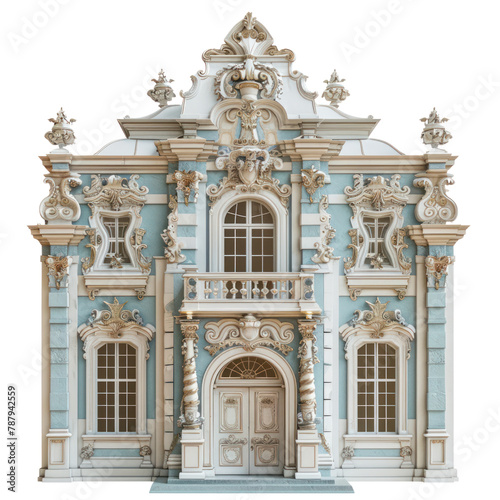 Palaces and Chateaux of Rococo Art isolated on transparent png.