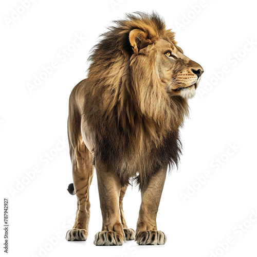 male lion standing isolated on transparent background