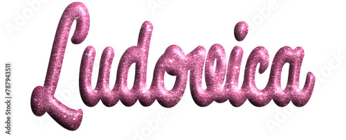Ludovica - pink glitter color, fabric style -name - three-dimensional effect tubular writing - Vector graphics - Word for greetings, banners, card, prints, cricut, silhouette, sublimation	
