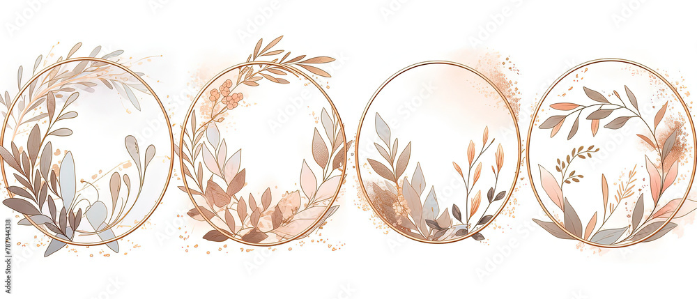 a four oval mirrors with different designs on them a four oval mirrors with different designs on them