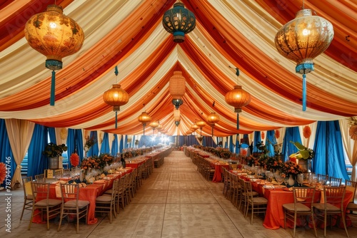 Wedding tent seen from hall