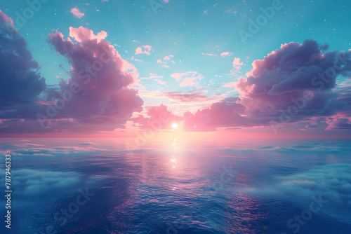 Breathtaking Twilight Seascape with Vibrant Sky and Serene Ocean Reflection