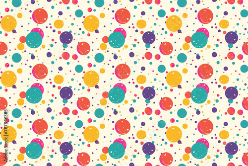 Retro styled colorful dots pattern with a speckled texture