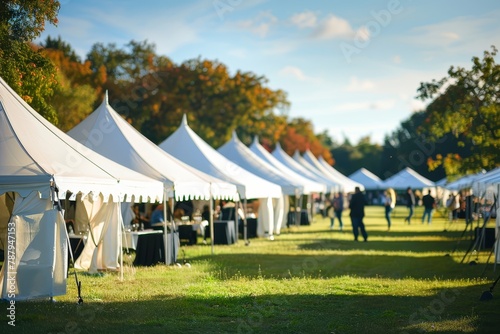 Fototapeta Naklejka Na Ścianę i Meble -  White tents erected for a big event