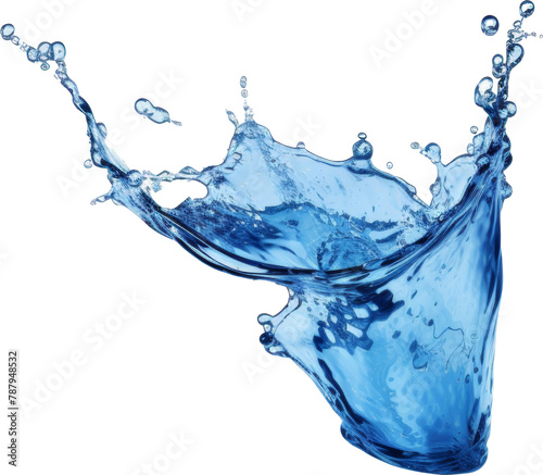 fresh blue clear water splashing isolated on white or transparent background,transparency