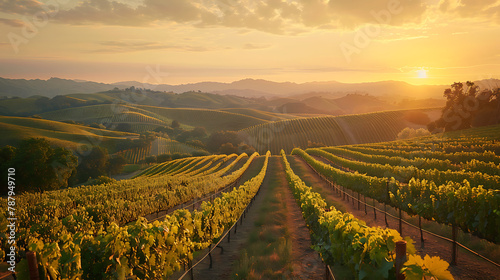 vineyard at sunset