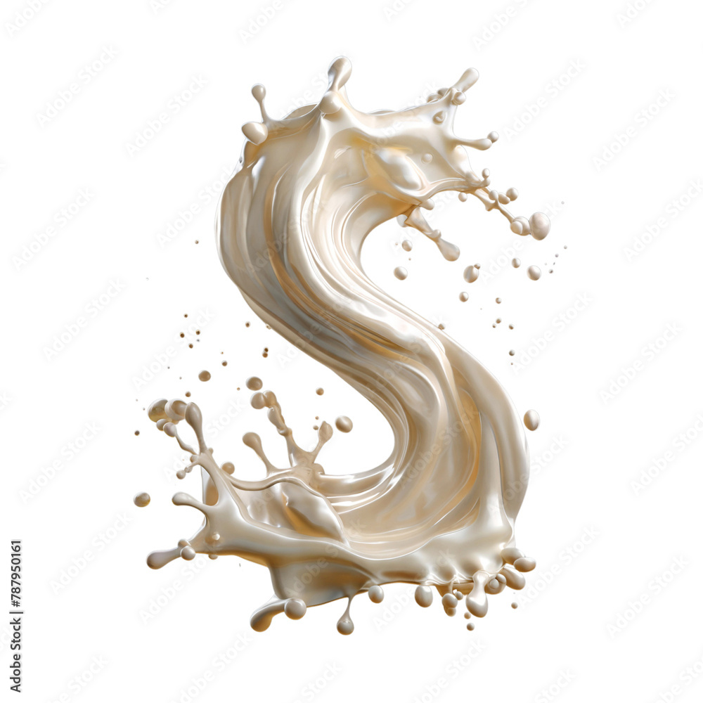 Fototapeta premium Vanilla cream splash isolated on transparent background