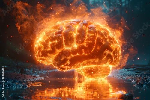 Burning Brain in the Middle of Water. Generative AI