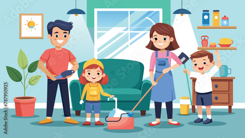 family-cleaning-house--father--mother-and-kids