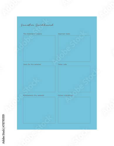 Semester Planner. Minimalist planner template set. Vector illustration.