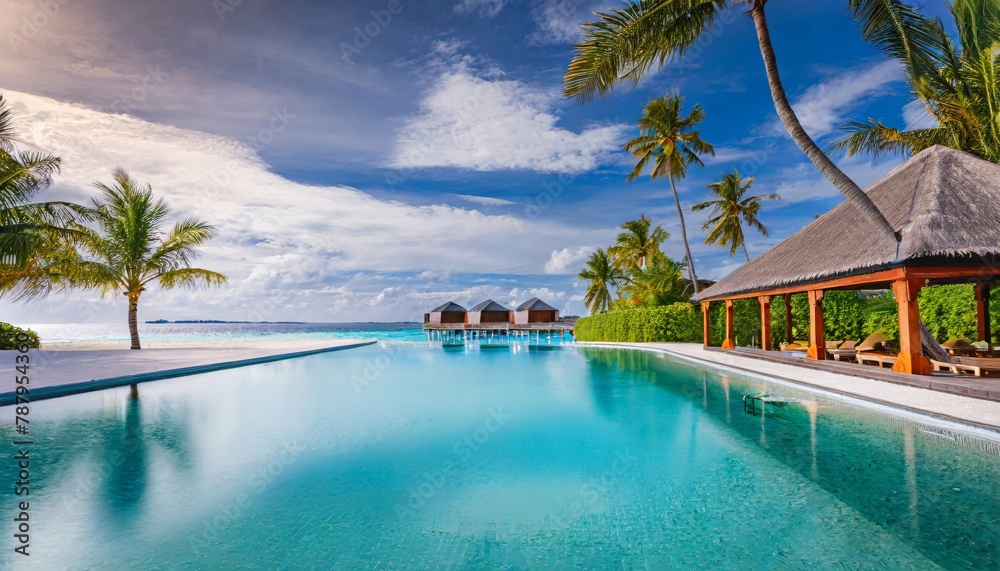 Luxurious tropical resort with infinity pool