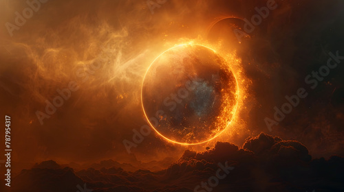 Embrace the Allure of Temptation as the Divine Solar Eclipse Draws Near,Isolated Backdrop,Cinematic Photographic