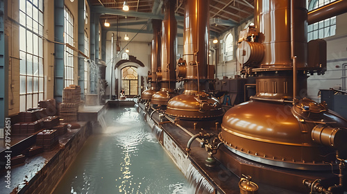 Captivating image showcasing a chocolate factory, highlighting the intricate machinery and rich aroma, evoking the artistry and craftsmanship behind chocolate production.