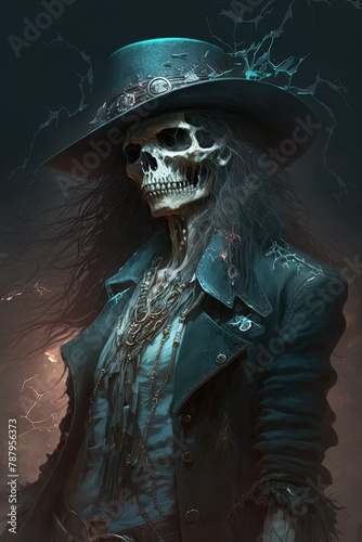 Classy Skeletons: Rocking Fedoras on a Sleek Black Background in HD Quality