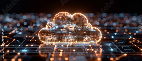 Cloud computing revolutionizes remote work with virtual office setup via secure cloud network connection photo