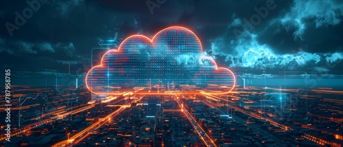 Cloud computing demonstrates its influence on remote work with a secure cloud network connecting a virtual office setup