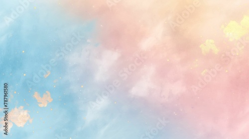 Pastel Sky Abstract, Serene and Inspirational with Gold Flecks, Creative Background with Copy Space © Tessa