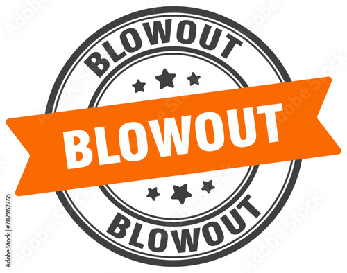blowout stamp. blowout label on transparent background. round sign