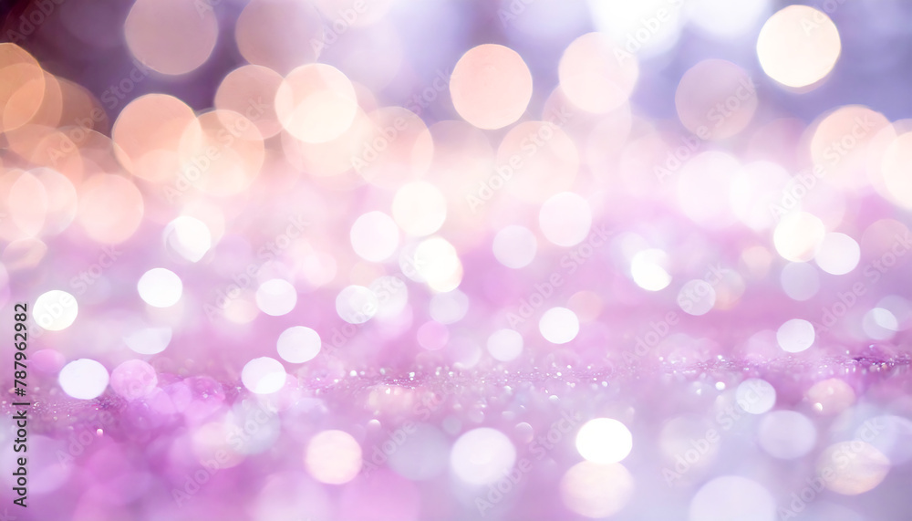 A dreamy bokeh background with soft purple, pink and white bokeh lights.