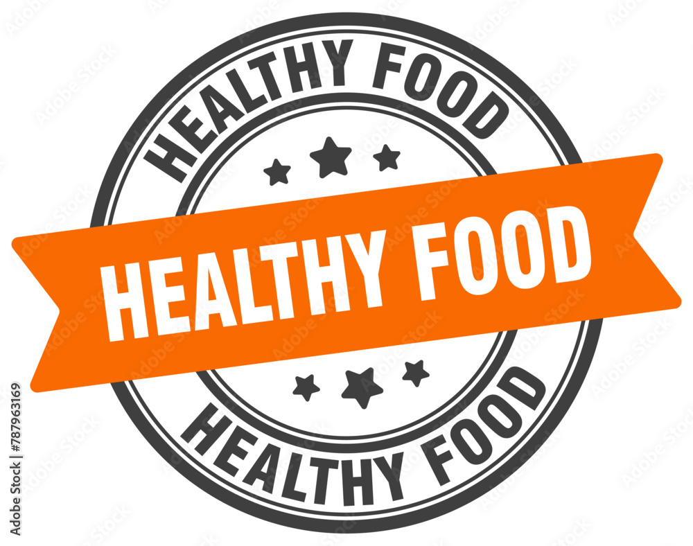 healthy food stamp. healthy food label on transparent background. round sign
