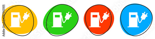 4 bunte Icons: Ladesäule - Button Banner photo