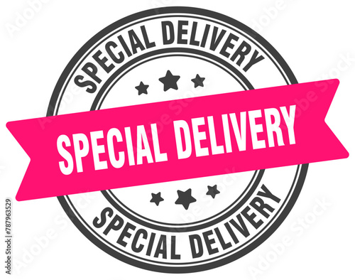 special delivery stamp. special delivery label on transparent background. round sign