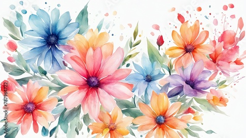 Vibrant watercolor-style image by a stock photographer, featuring a colorful flower against a clean white background. Artistic and detailed, perfect for various design needs.