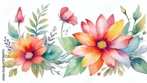 Vibrant watercolor-style image by a stock photographer, featuring a colorful flower against a clean white background. Artistic and detailed, perfect for various design needs.