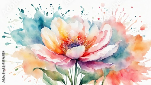Vibrant watercolor-style image by a stock photographer, featuring a colorful flower against a clean white background. Artistic and detailed, perfect for various design needs.