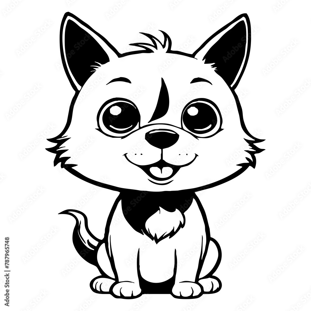 Fototapeta premium Black and white cartoon . Pattern for T-shirt, covers. Generated by Ai