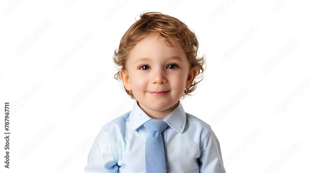 Portrait of a smart boy isolated on a transparent background