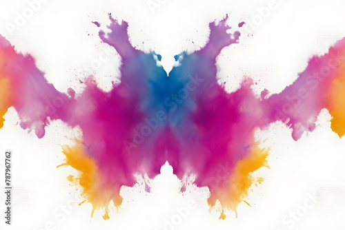 Photo colorful Rorschach inkblot test isolated on white. Generative AI
