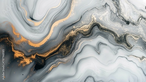Liquid Gold and Gray Marble Texture, Elegant Abstract Swirls, Luxurious Background Design