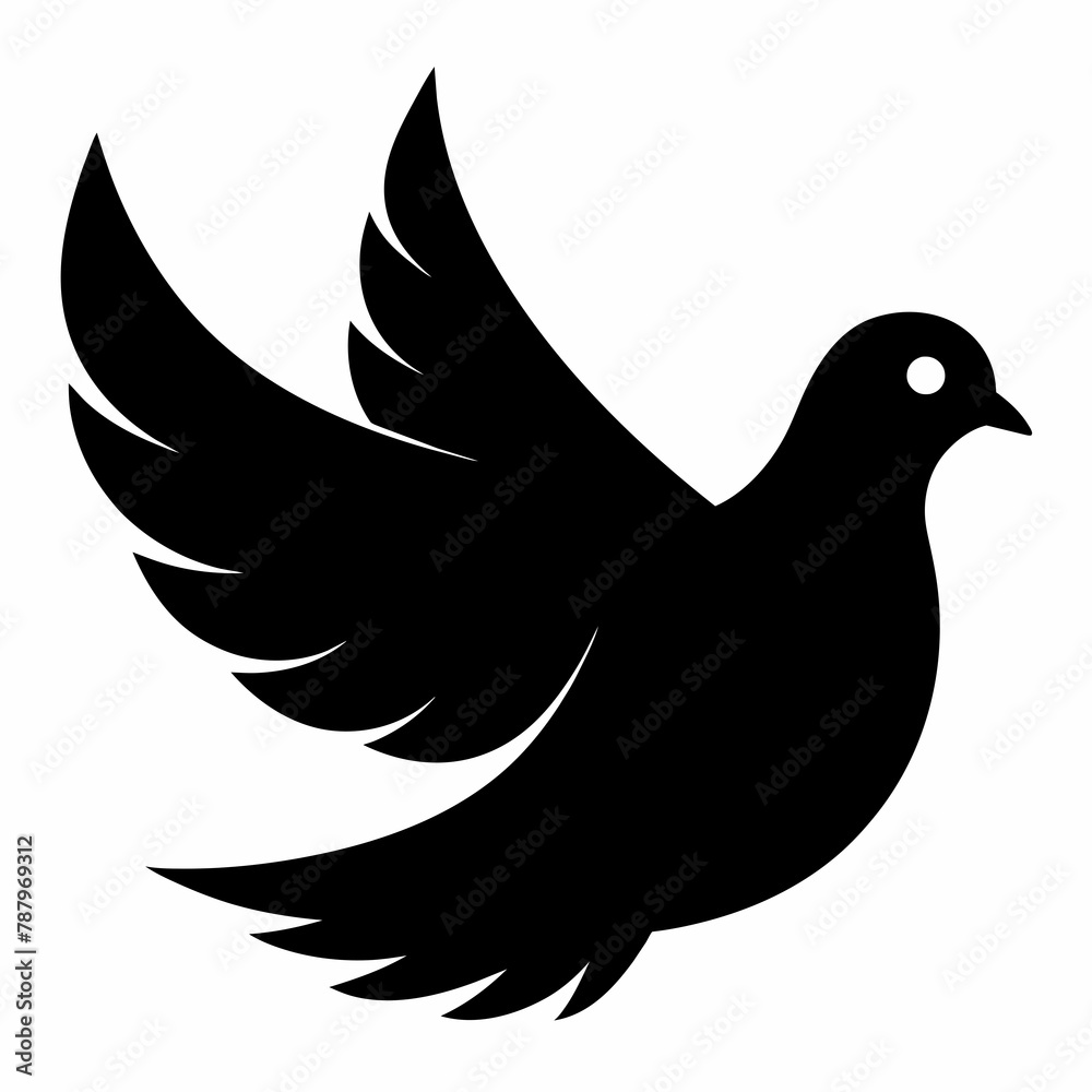 Fototapeta premium Dove Bird silhouette Vector Illustration. Dove Logo design concept is isolated on a white background.