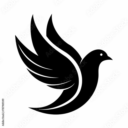 Dove Bird silhouette Vector Illustration. Dove Logo design concept is isolated on a white background.