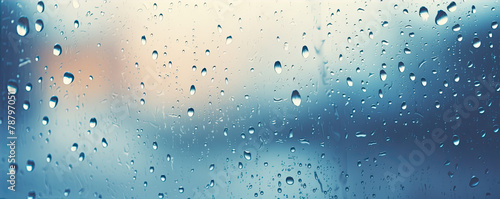 Raindrops on window with abstract background.