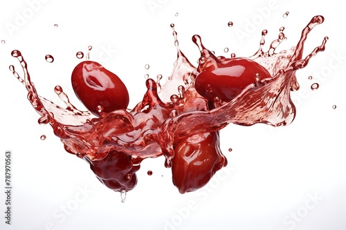 Jujube and splash of water on white background