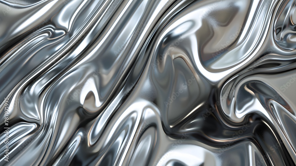 Abstract silver metallic texture with smooth, flowing lines creating a sense of movement and fluidity Abstract silver metallic texture with smooth, flowing lines creating a sense of movement and fluidity
