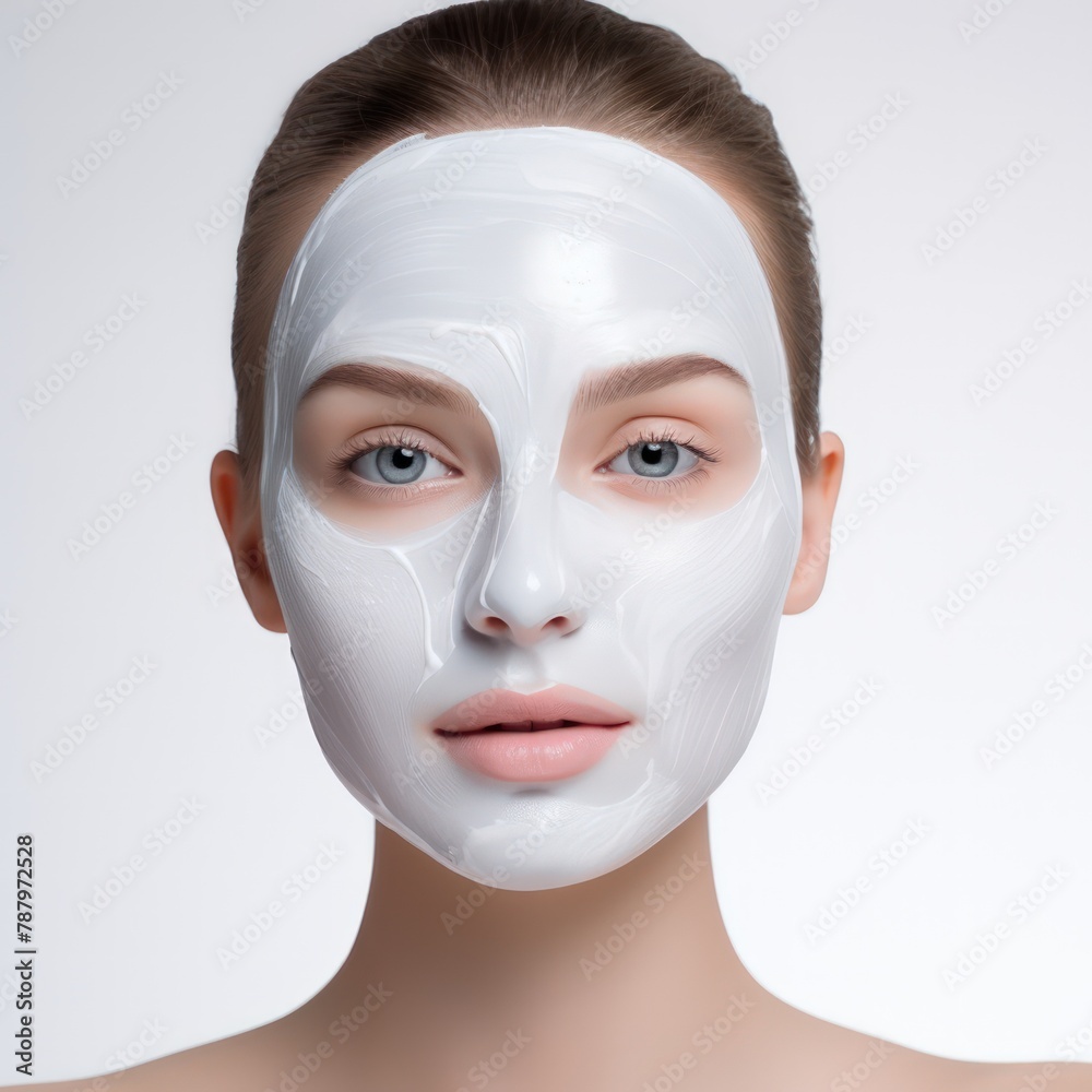 Young woman with white face mask skin healthy and treatment therapy