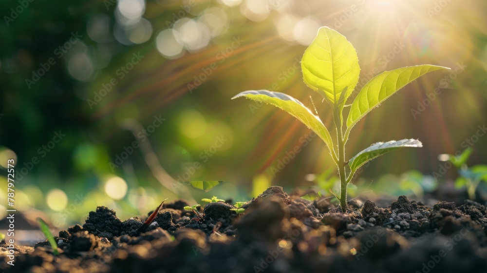 Young Plant Growing with Sunlight outdoor garden Young Plant Growing with Sunlight outdoor garden