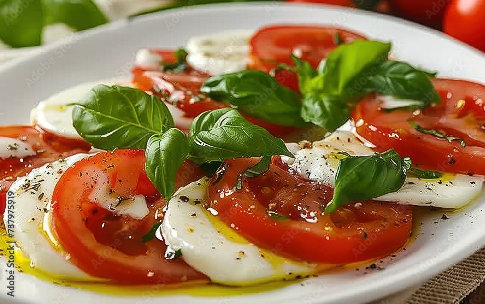 Fresh Caprese Salad on Plate Fresh Caprese Salad on Plate