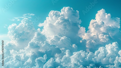 The serene sky with fluffy clouds creates a peaceful, airy atmosphere against a scenic natural backdrop