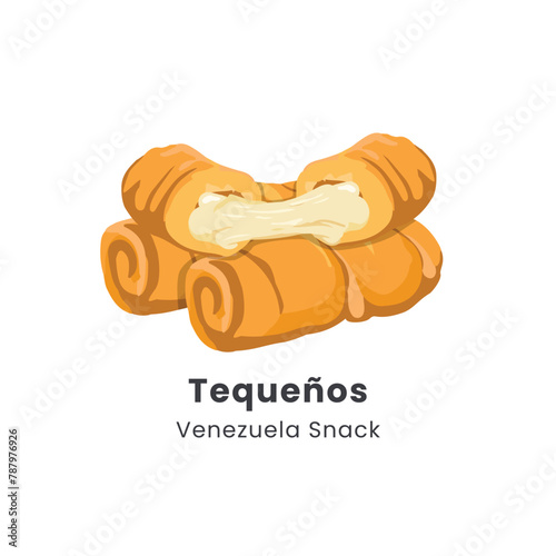 Hand drawn vector illustration of tequenos cheese Venezuela traditional snack