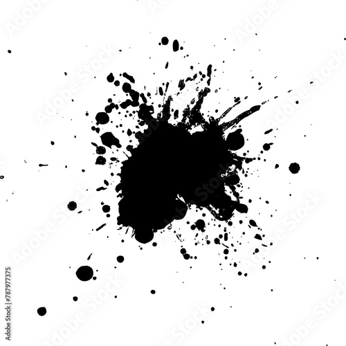 black ink brush painting splash splatter on white background vector