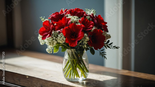 close-up, selective focus,, bright, red roses. Floral background, 