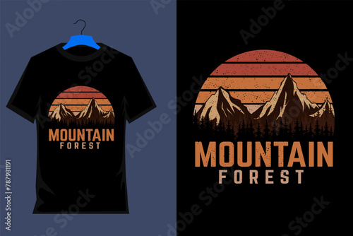 Mountain Forest Retro Vintage T Shirt Design