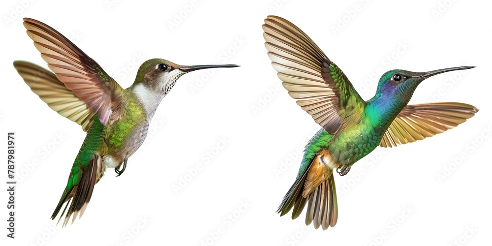 Obraz premium Hummingbirds in Flight - Isolated - Transparent Background